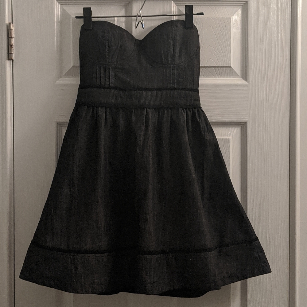 NWT Forever 21 Grey swing dress with black lace S